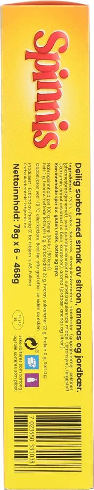 Isbjørn Is Spinnis sitron, ananas og jordbær 6-pk