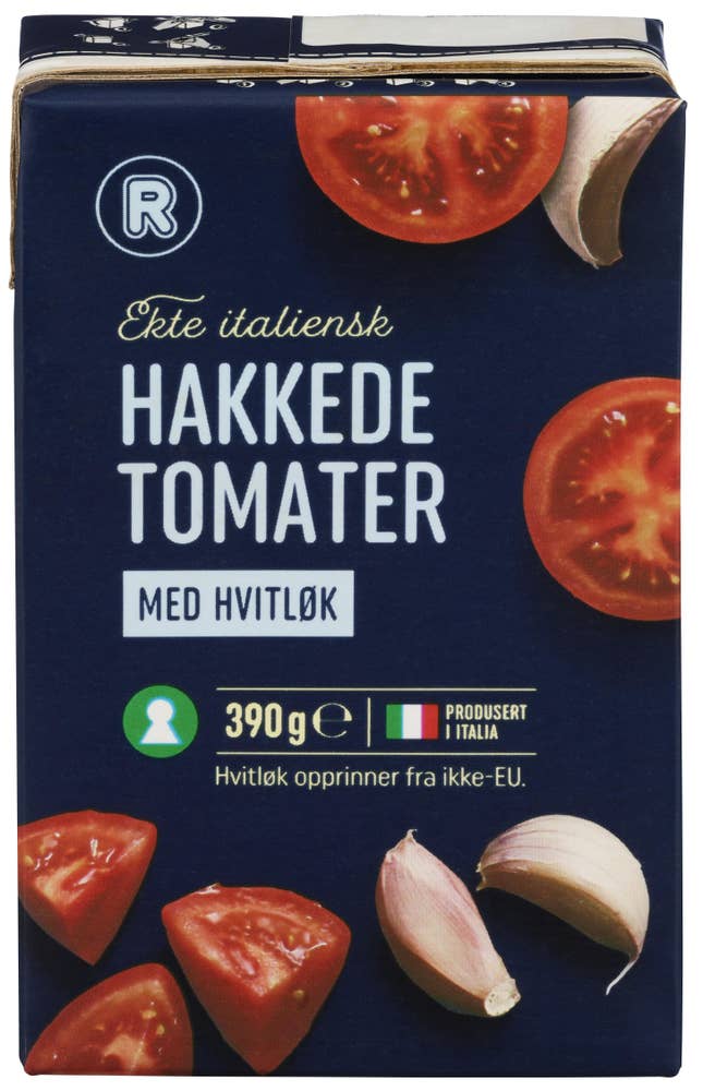 Hakkede tomater Med hvitløk, 390 g