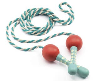 Sprell Blått Hoppetau med Trehåndtak