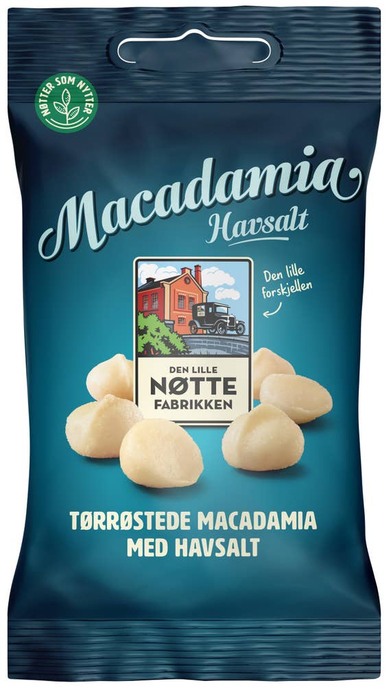 Den Lille Nøttefabrikken Tørrøstede macadamia med havsalt