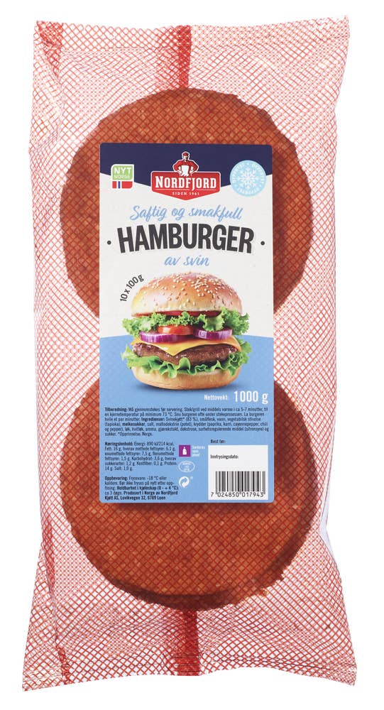 Nordfjord Hamburger av svin Fryst