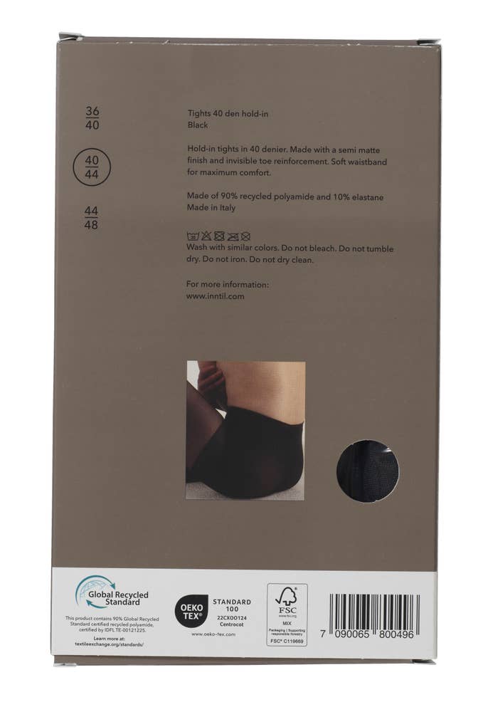 Inntil Strømpebukse Hold-In 40 DEN Sort, str. 40-44, semi-matt