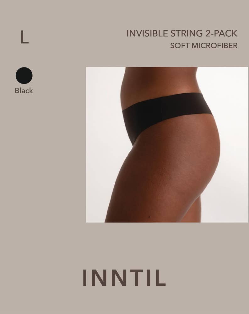 Inntil Sømløs string Sort, str. L