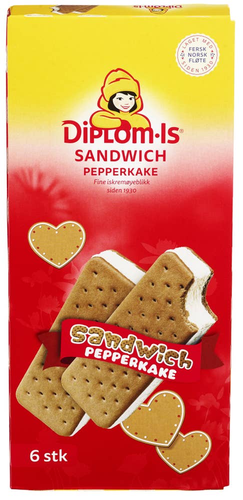 Diplom-is Sandwich Pepperkake 6 stk