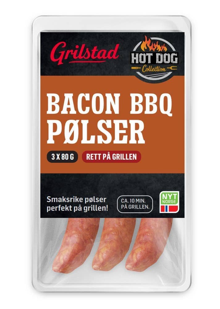 Grilstad Bacon BBQ Pølser 3 stk