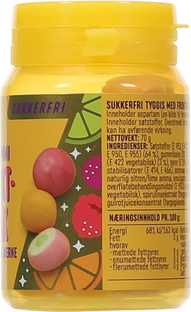 R Tyggegummi med fruktgummi Med flytende kjerne