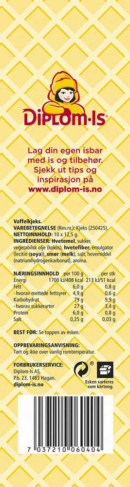 Diplom-is Sprø vaffelkjeks 10 stk