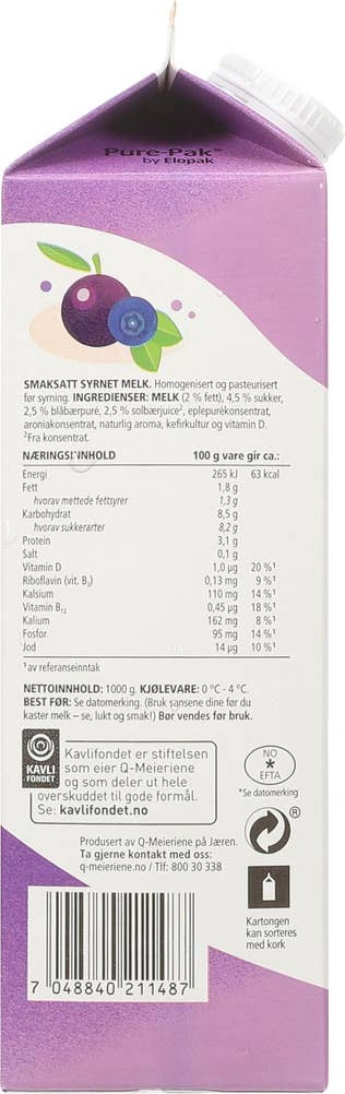 Q Kefir Blåbær & Solbær