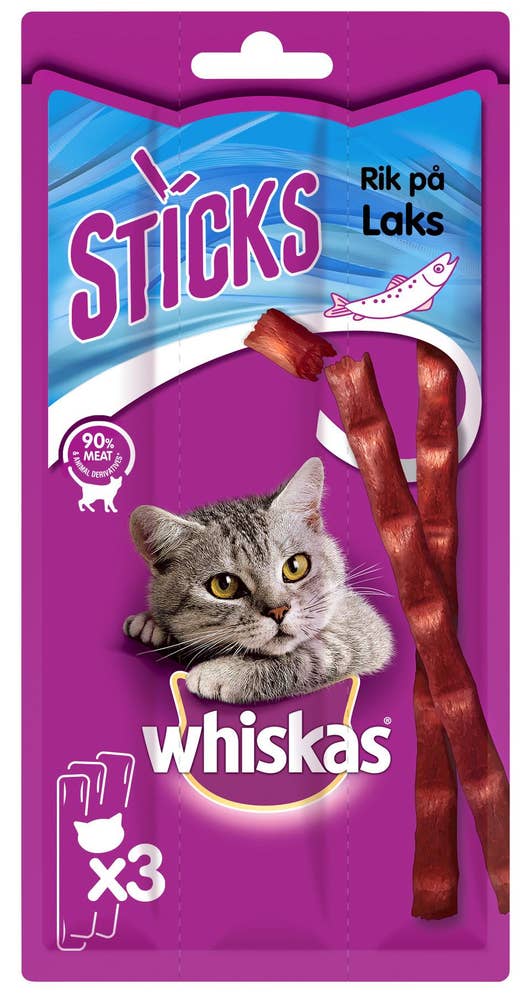 WHISKAS Sticks kattegodbit med laksesmak 3stk