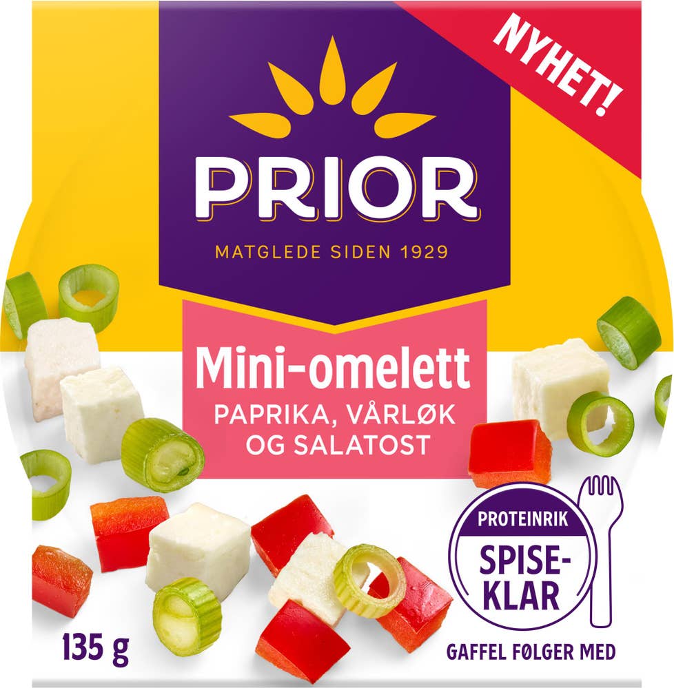 Mini-omelett Paprika, vårløk og salatost, 135 g
