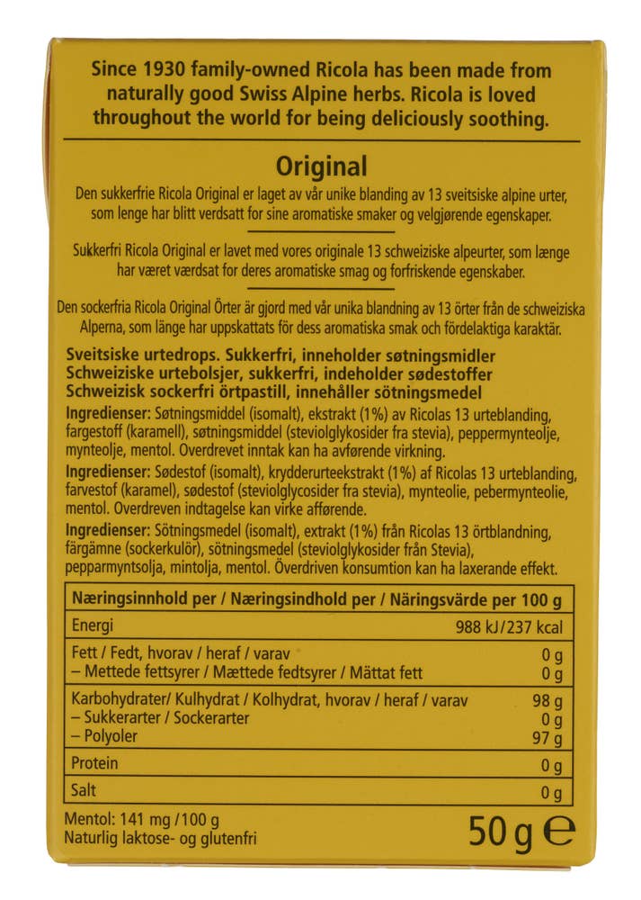 Ricola Original sukkerfri