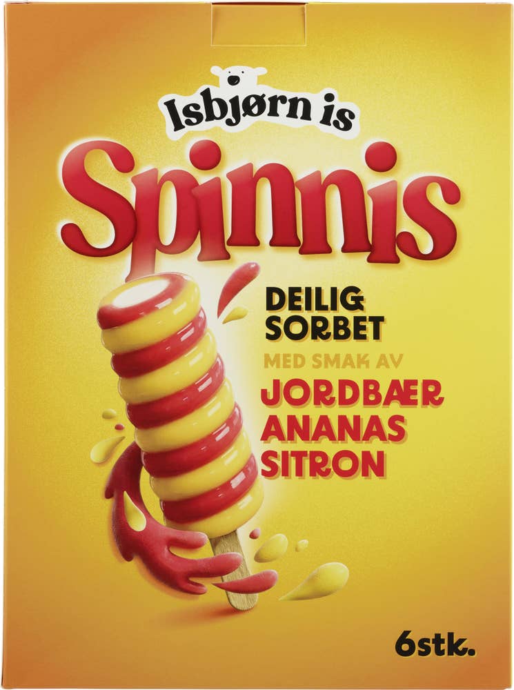 Isbjørn Is Spinnis sitron, ananas og jordbær 6-pk