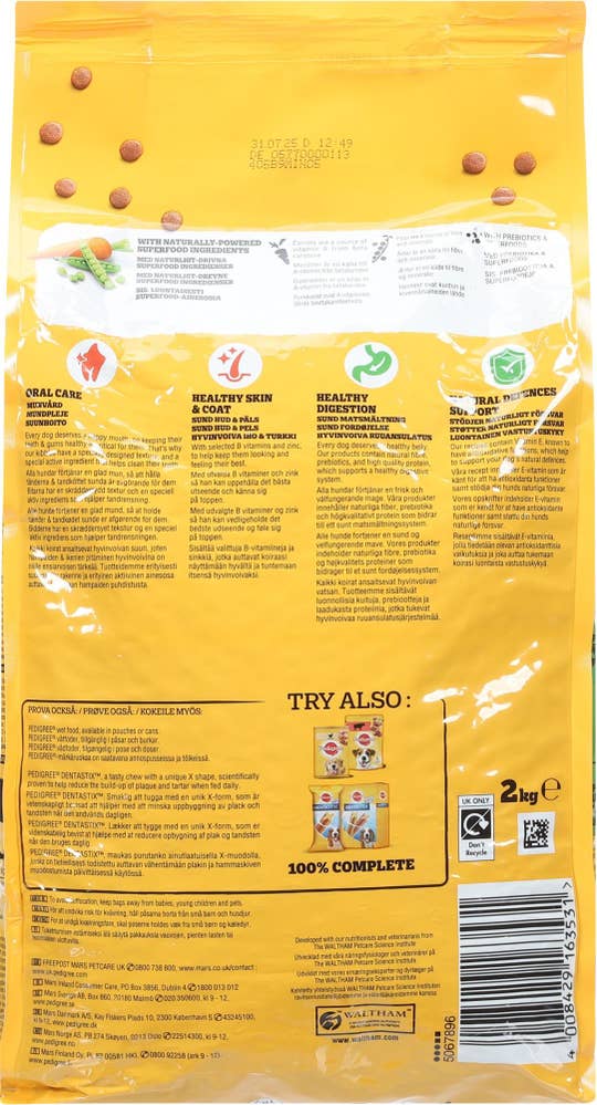 PEDIGREE Adult Mini Tørrfôr med kylling og grønnsaker Til voksne hunder