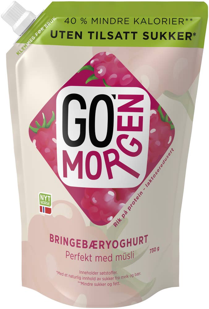 TINE Go'morgen Bringebæryoghurt Uten tilsatt sukker