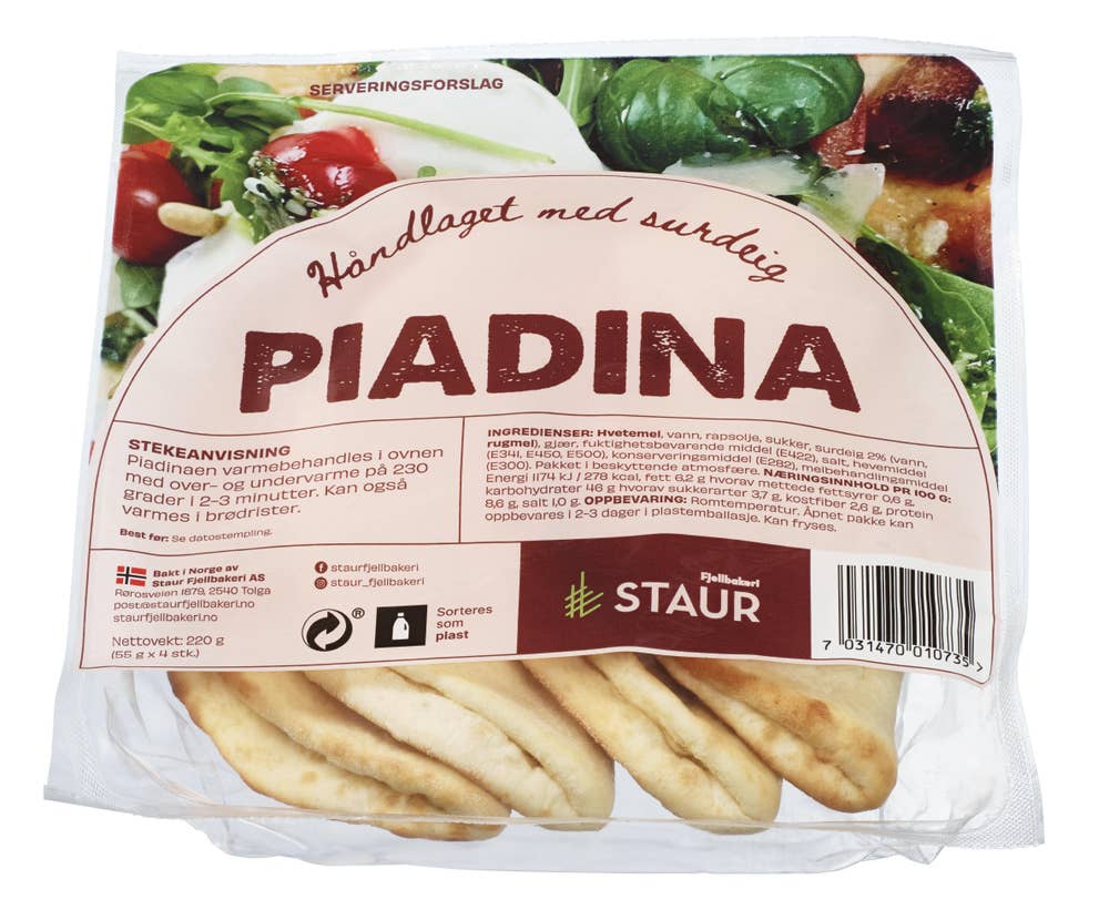 Staur Fjellbakeri Piadina hvete 4stk