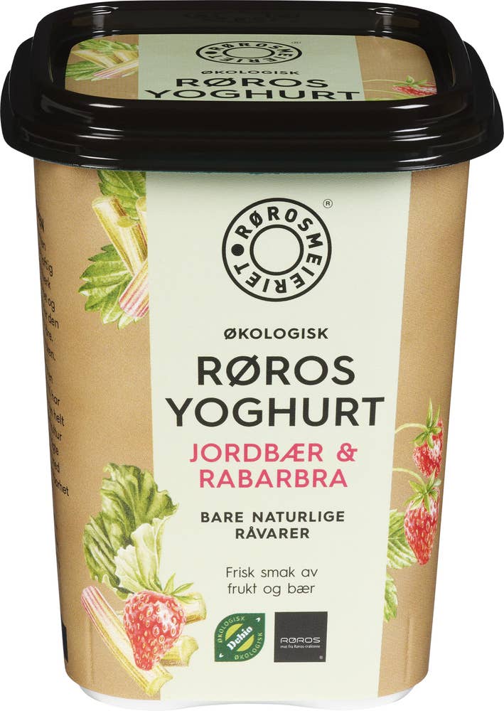 Rørosmeieriet Økologisk Rørosyoghurt Jordbær & Rabarbra