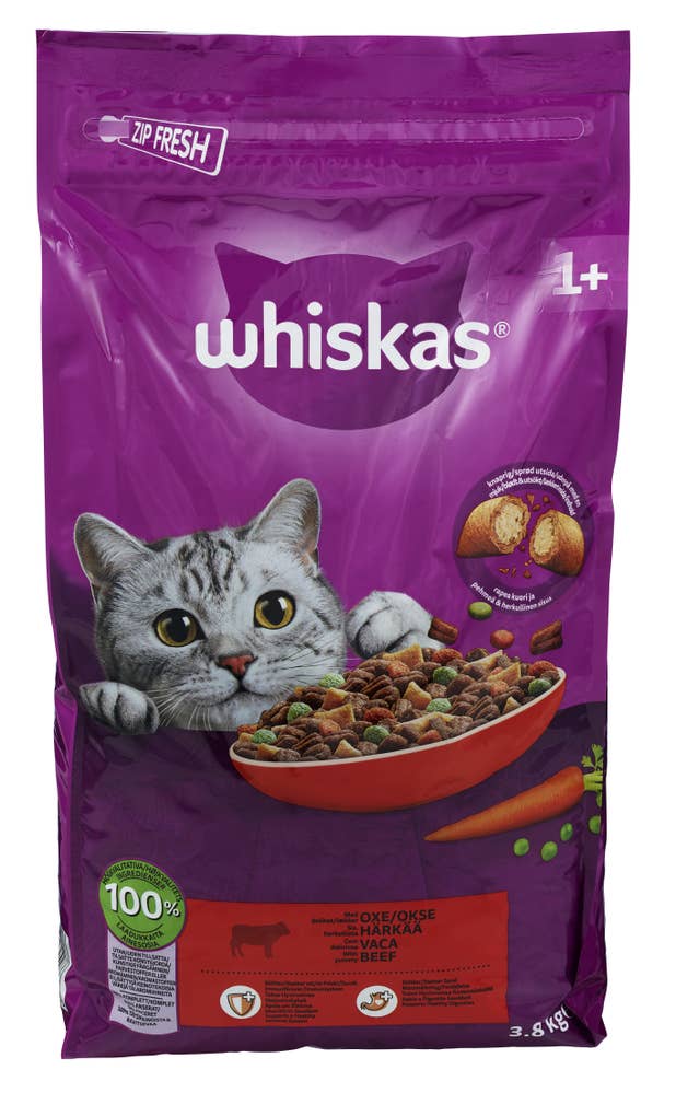 Whiskas Tørrfôr med okse Til voksne katter fra 1 år