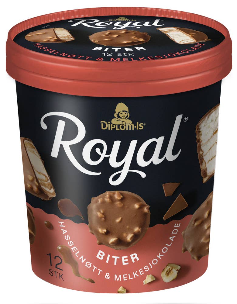 Royal Biter med hasselnøtt og melkesjokolade 204 ml