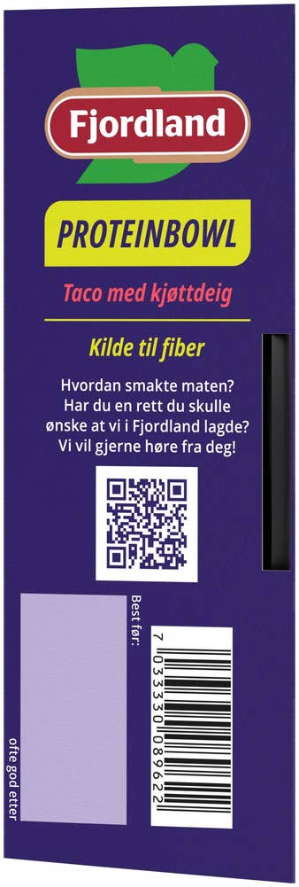 Fjordland Proteinbowl Taco med kjøttdeig, ris og grønnsaker