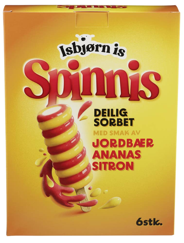 Isbjørn Is Spinnis sitron, ananas og jordbær 6-pk