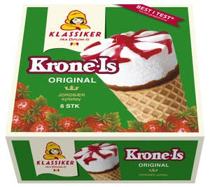 Diplom-is Krone-is med jordbær 6 stk