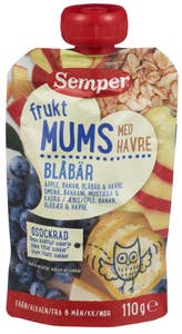 SEMPER Fruktmums med havre og blåbær Fra 6 mnd