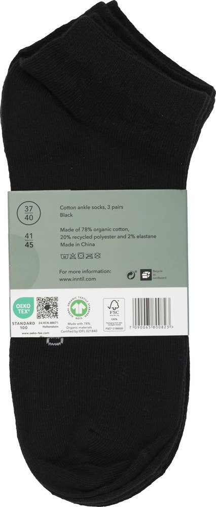 Inntil Ankelsokker i bomull Sort, str. 37-40