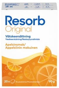 Resorb Væskeerstatning med appelsinsmak 20 tabletter