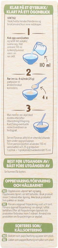Nestlé Min Fullkornsgrøt God Natt Fra 8 mnd