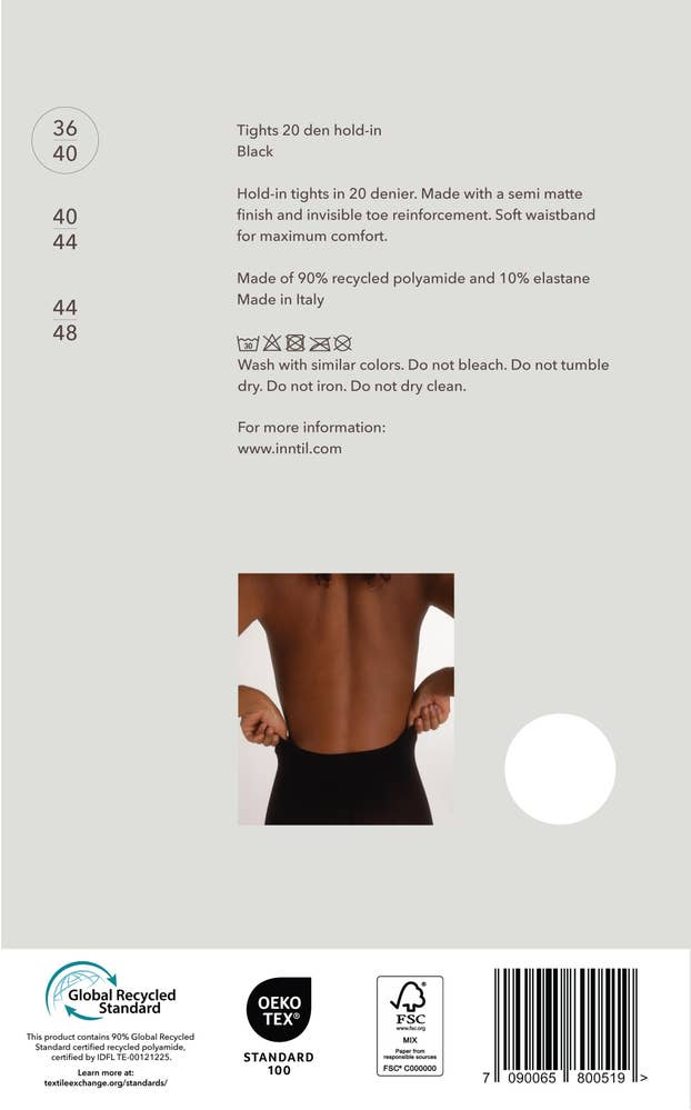Inntil Strømpebukse Hold-In 20 DEN Sort, str. 36-40, semi-matt
