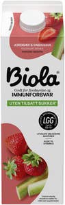 TINE Biola® yoghurtdrikk jordbær & rabarbra Uten Tilsatt Sukker
