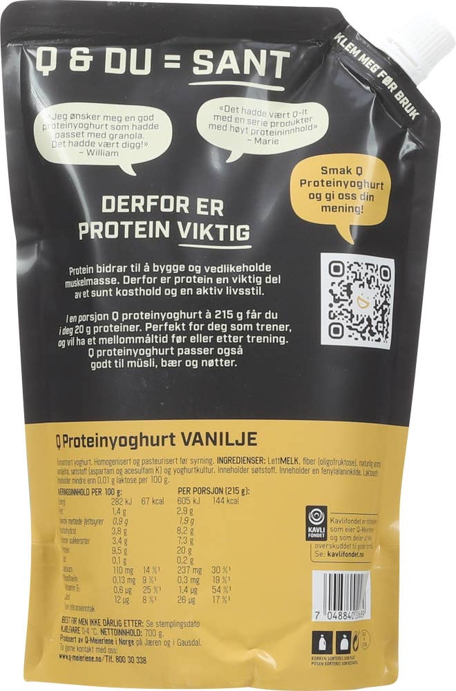Q Laktosefri proteinyoghurt vanilje