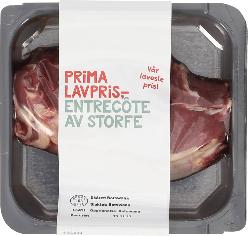 Prima Lavpris Entrecote av Storfe i Skiver Vår laveste pris