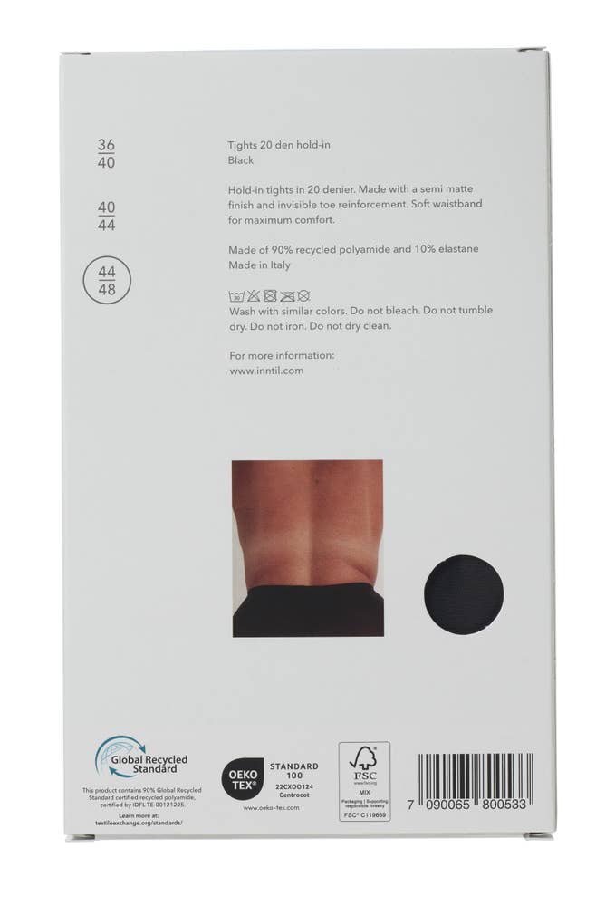 Inntil Strømpebukse Hold-In 20 DEN Sort, str. 44-48, semi-matt