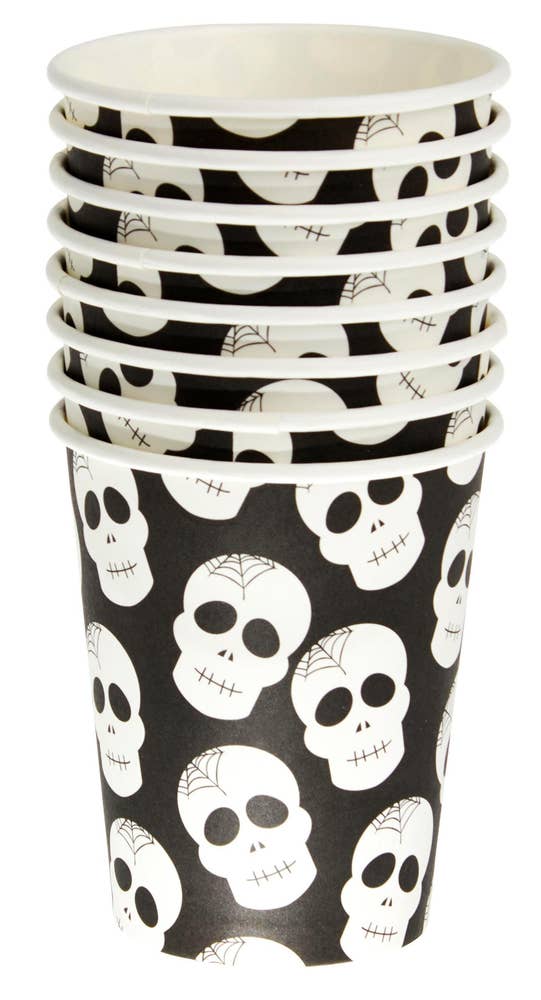 Festive Pappkopper med hodeskaller 250 ml, 8 stk, FSC-mix