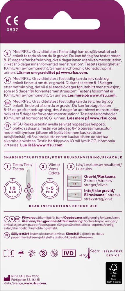 RFSU Graviditetstest tidlig