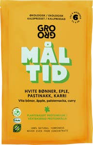 Grogro Økologisk måltid med hvite bønner og karri Fra 6 mnd
