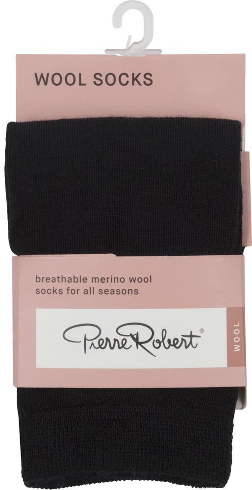 Pierre-Robert¤PR Sokker tynn merino Sort, Str. 37-40