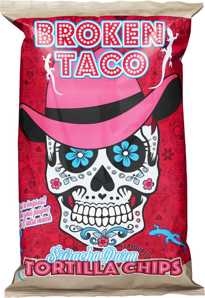 Broken Taco Tortilla chips Sriracha & cheese