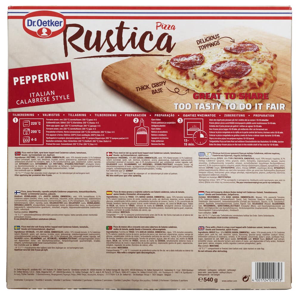 Dr. Oetker Rustica Pepperoni Calabrese Pizza