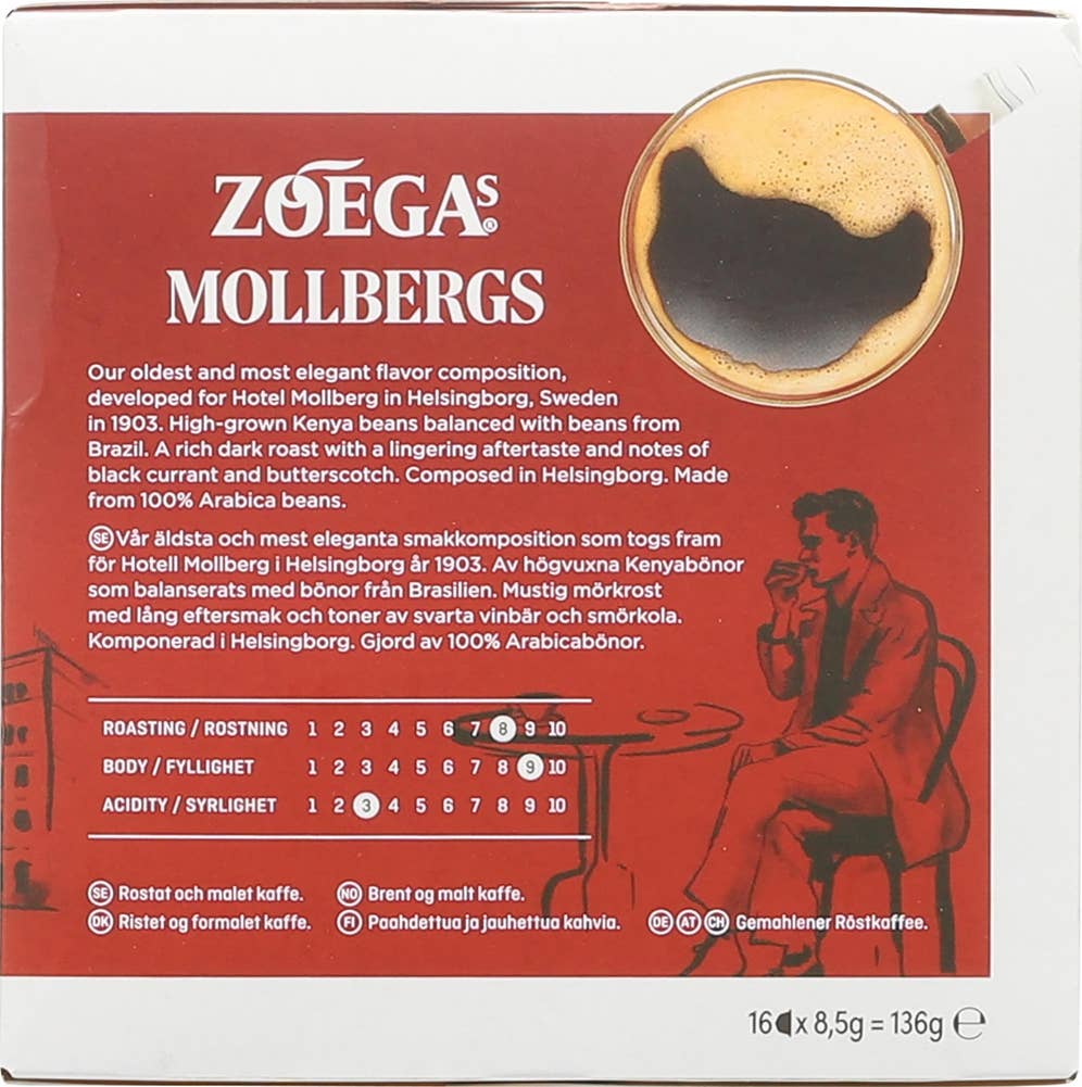 Nescafé Dolce Gusto Zoégas Mollbergs 16 kapsler, intensitet 7