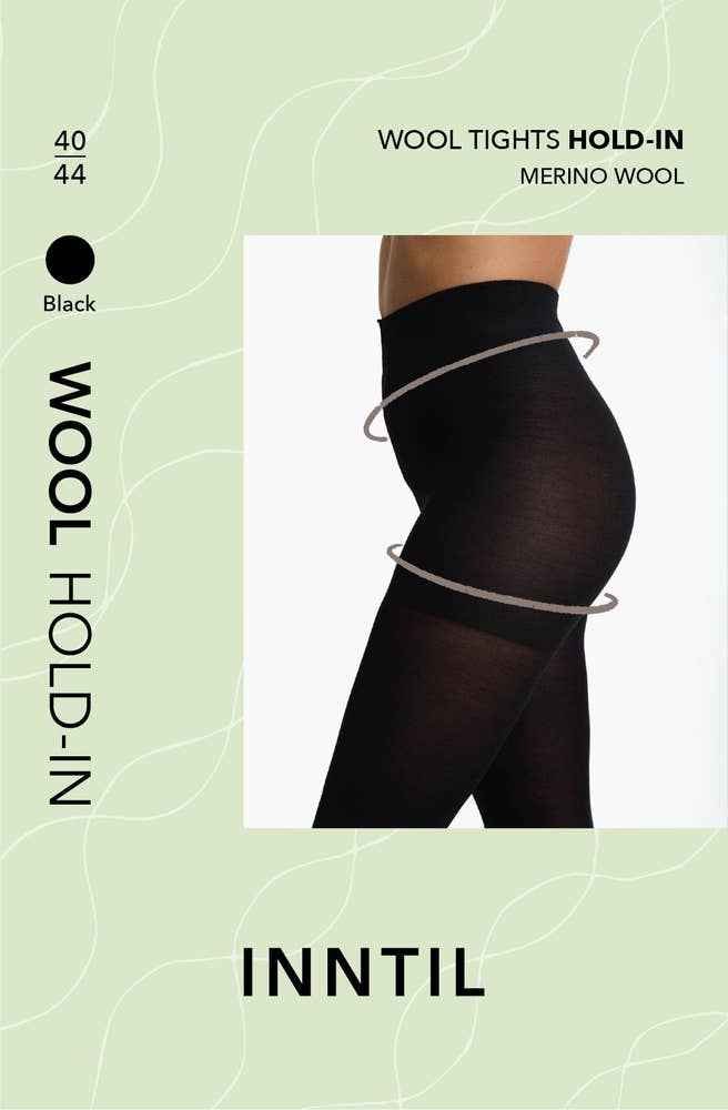 Inntil Ullstrømpebukse Hold-in Sort, str 40-44
