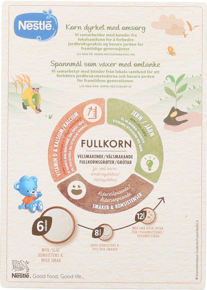 Min fullkornsgrøt Bringebær og banan Fra 6 mnd