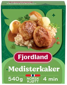 Fjordland Medisterkaker med surkål og poteter
