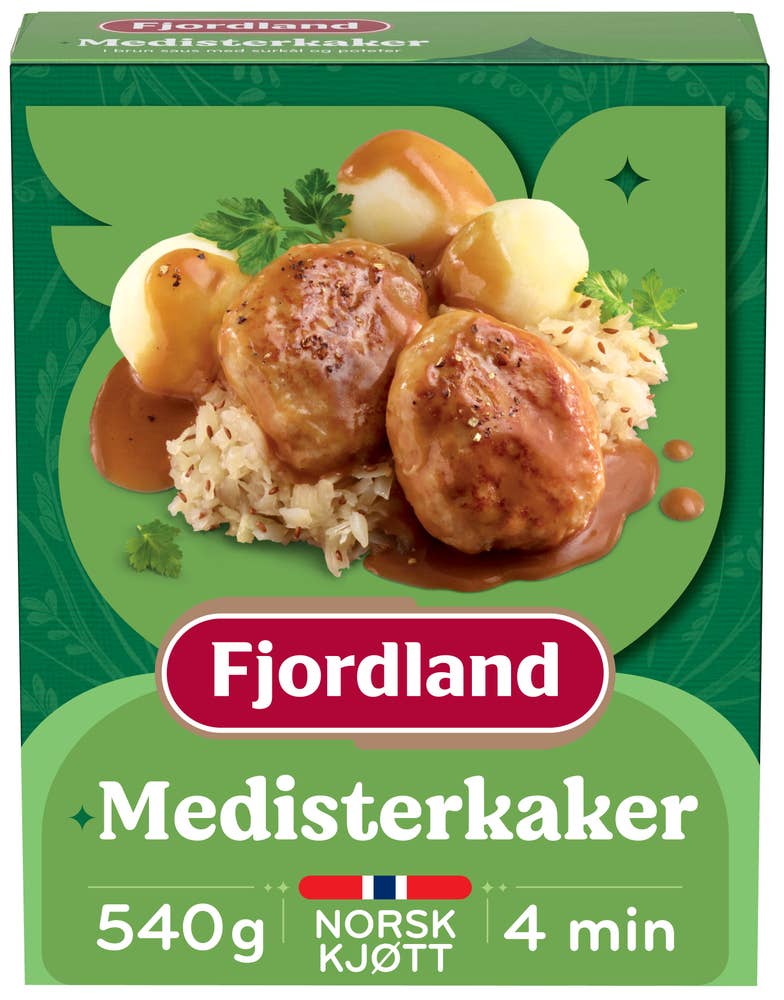 Fjordland Medisterkaker med surkål og poteter