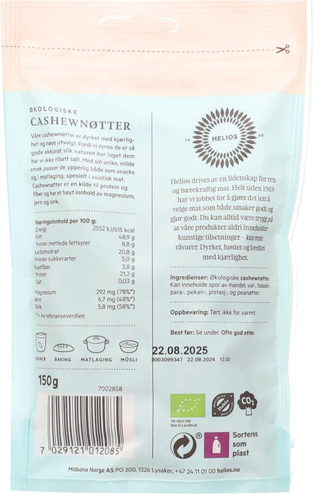 Helios Cashewnøtter Økologisk