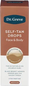 Dr. Greve Self-Tan Drops Face & Body Medium, uten parfyme