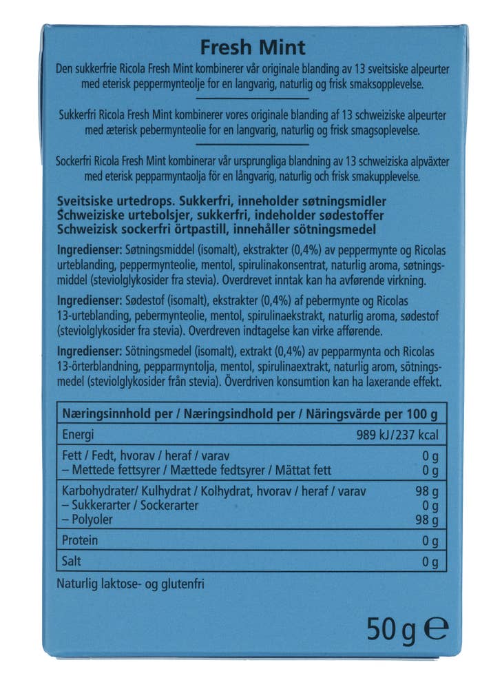 Ricola Fresh Mint sukkerfri