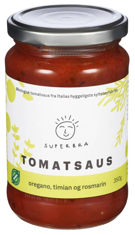 Tomatsaus Oregano, timian og rosmarin, 350 g