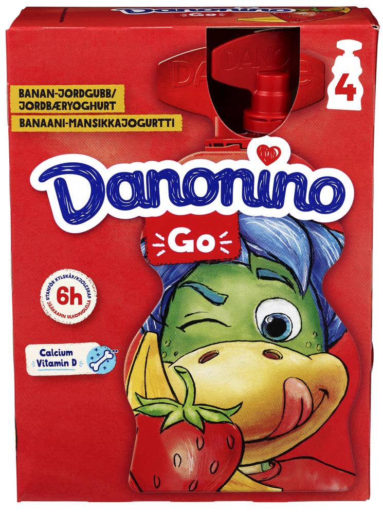 Danonino Klemmeposer med banan- & jordbærsmak 4x70g
